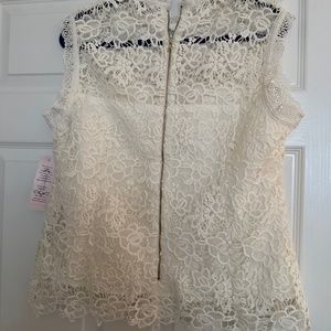 Cream lacy zipfront vest